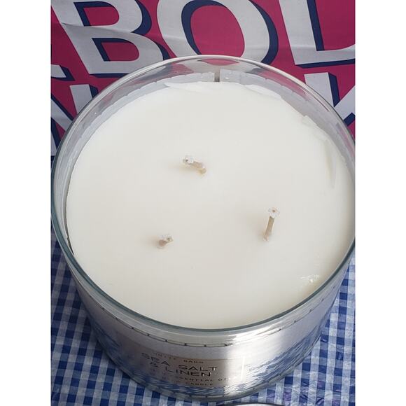 BBW Sea Salt & Linen Large 3 Wick Candle Home Fragrance Decor - Picture 2 of 3